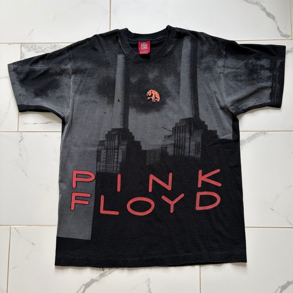 Vintage 1993 Pink Floyd Animals T Shirt Tee Size XL Brockum Black Grey Pink Pig